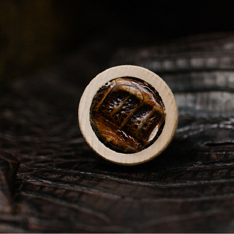 Leather bottle cap.